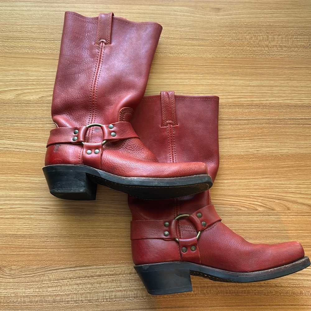 Frye Harness 12R Boots in Red